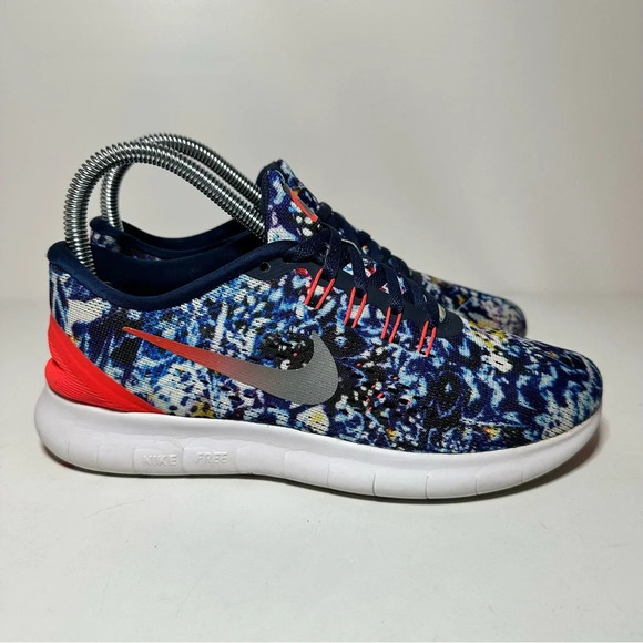 Nike Free Womens Running Shoes Size 6.5 RN 849810-406 Blue Mesh Trail 21 Box 7 - Picture 1 of 9